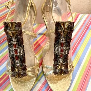 Vince Camuto Signature Jewel and Gold heels